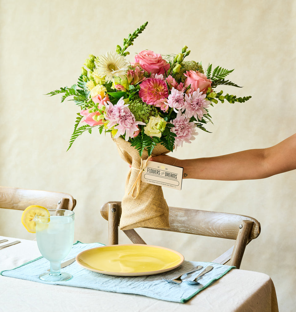 Our local flower shops create this beautiful Lemonade bouquet for our customers
