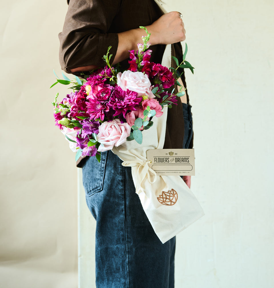 Our local flower shops create this beautiful Heather bouquet for our customers