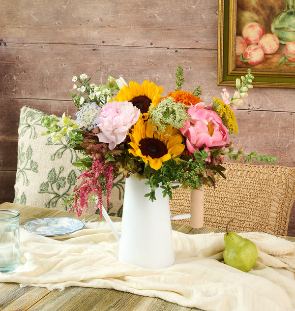 Farm fresh flower bouquet with rustic mixed seasonal blooms
