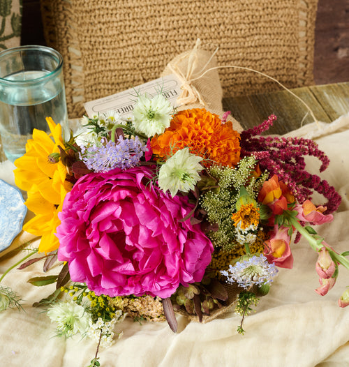Single bunch Farm bouquet with rustic fresh seasonal flowers