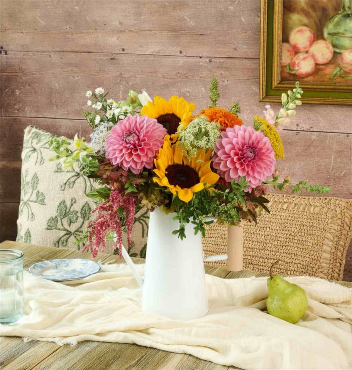 Farm bouquet crafted with fresh locally grown Midwest flowers in a rustic seasonal arrangement