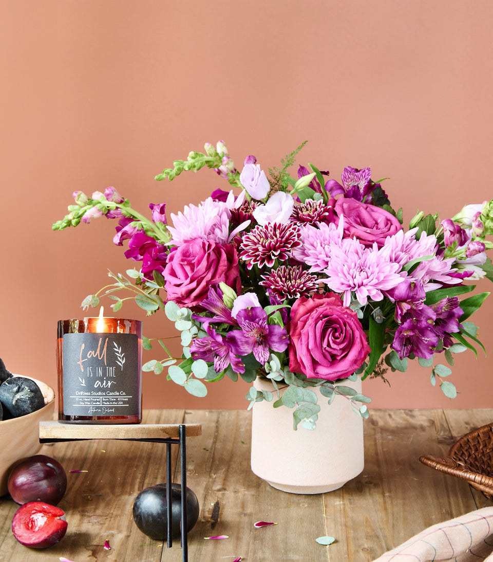 Send our The Autumn Candle Set bouquet of flowers to someone