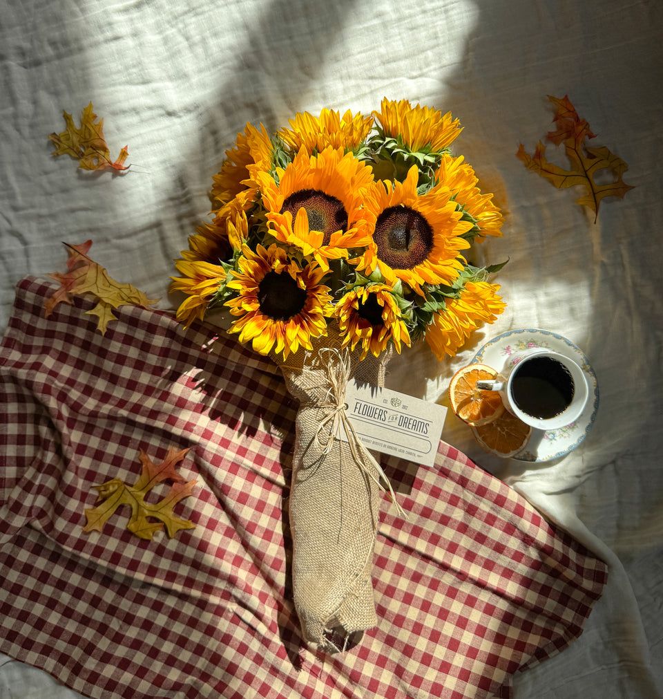 Our local flower shops create this beautiful Sunflowers bouquet for our customers