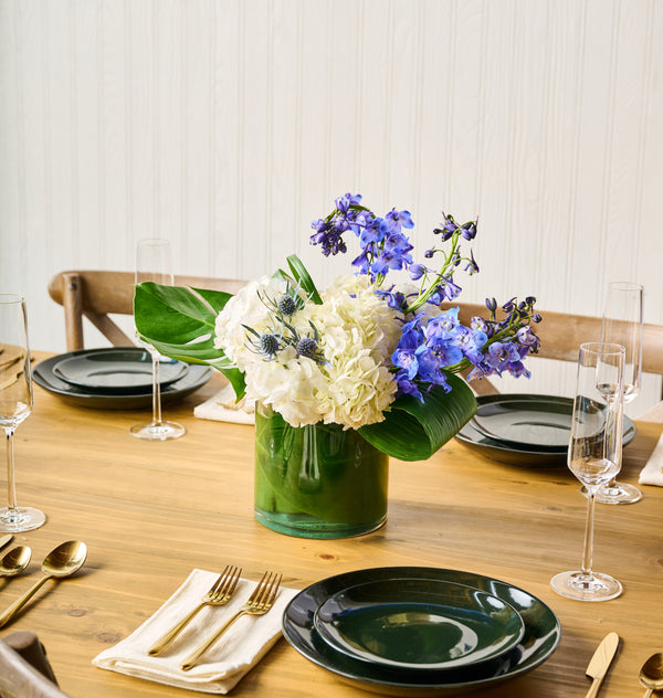 Modern White & Blue Small Centerpiece