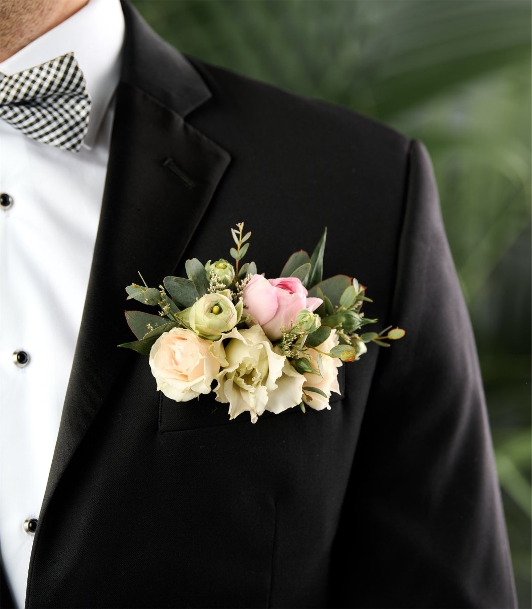 Pocket Boutonniere Blush & Ivory - Flowers for Dreams